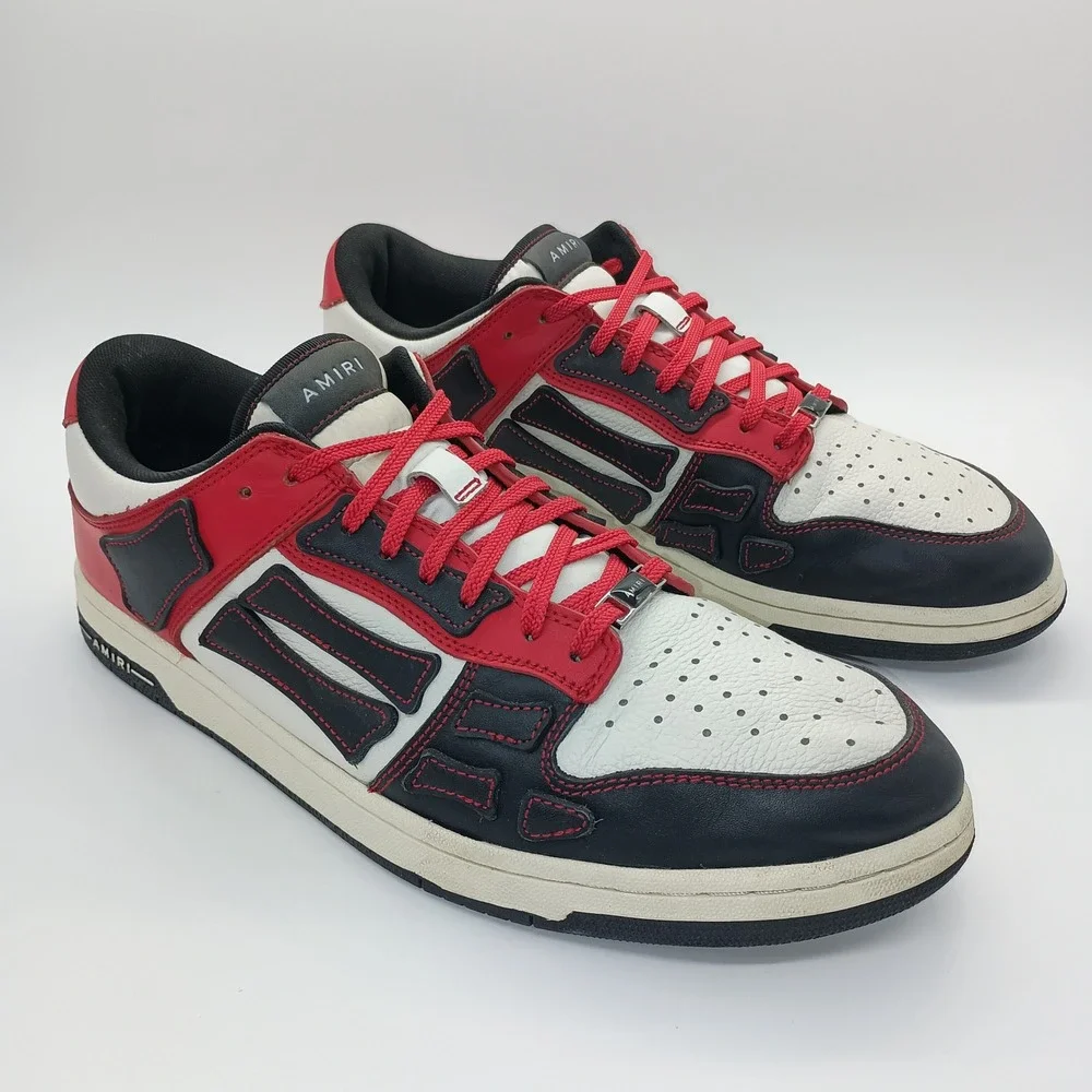 Amiri Skel Top Low Sneakers Mens 14 Red Black White Colorblock